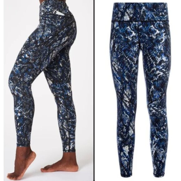 SWEATY BETTY Power Pocket Workout Leggings In Blue Quartz Snake Print | Size M - Picture 3 of 8